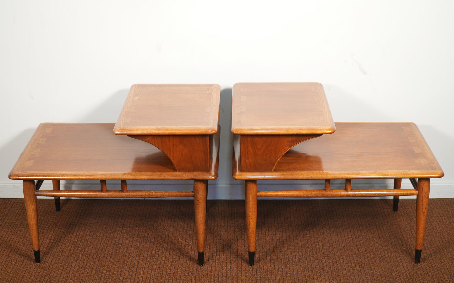 Pair Lane Acclaim Two-Tier Step End Tables 1961 Original Finish