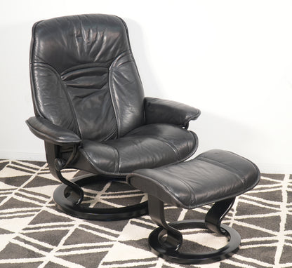 Ekornes Stressless "Governor" Reclining Lounge Chair & Footstool