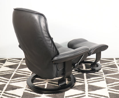 Ekornes Stressless "Governor" Reclining Lounge Chair & Footstool